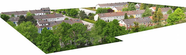 Vogelperspektive der Siedlung